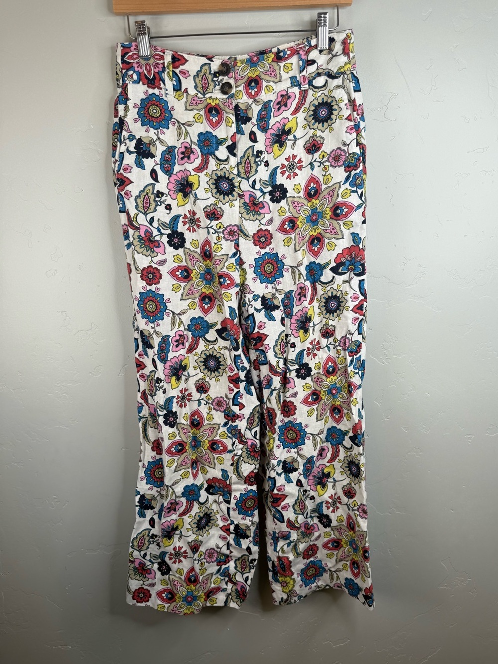 Boden Westbourne Linen Trousers Wide Leg Flowy Floral Pants Size 4P - Picture 2 of 10